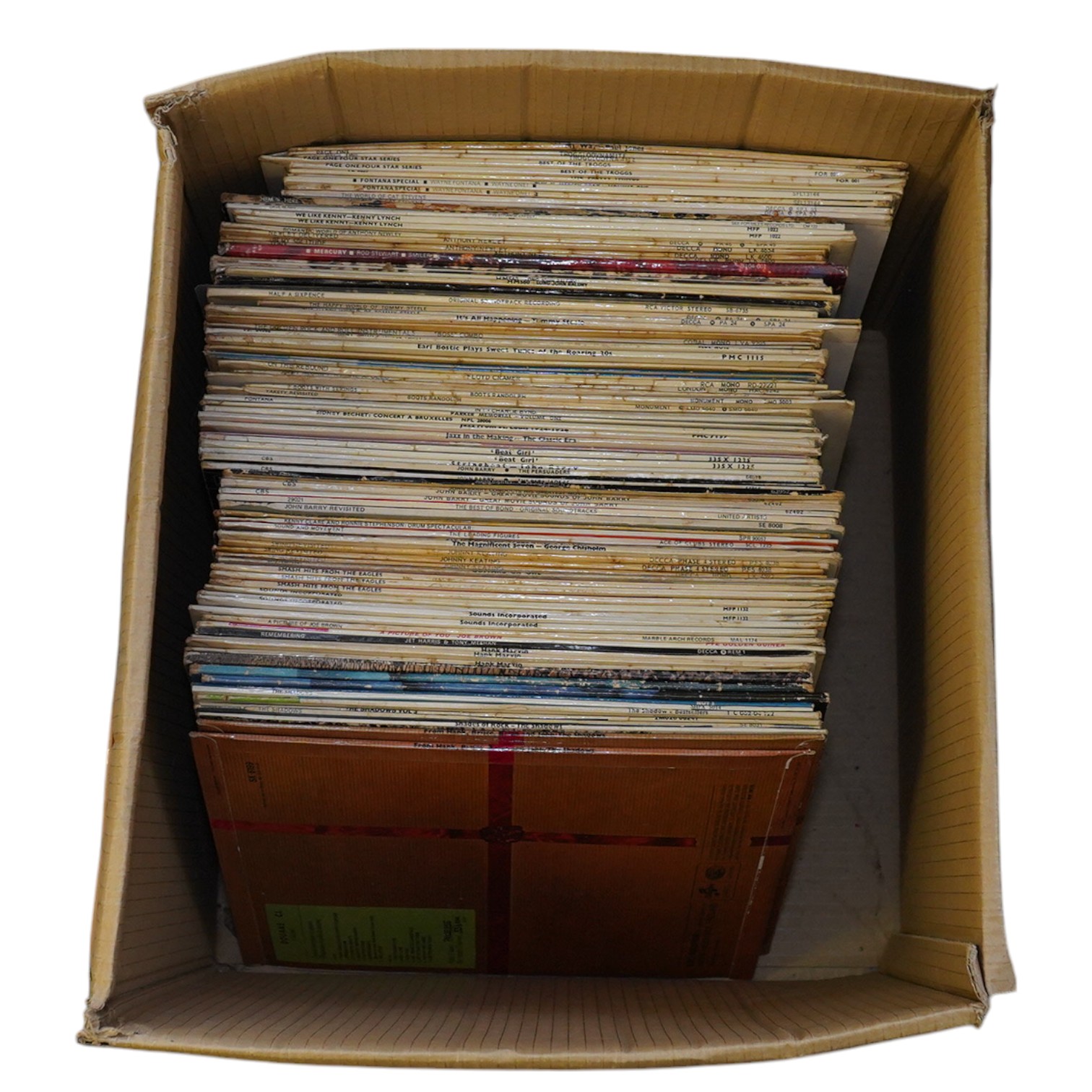 Ninety LP record albums, artist including; the Shadows, Hank Marvin, Joe Brown, Sounds Incorporated, The Eagles, Johnny Keating, John Barry, Charlie Bird, Boots Randolph, Floyd Cramer, Tommy Steele, Rod Stewart, Kenny Ly